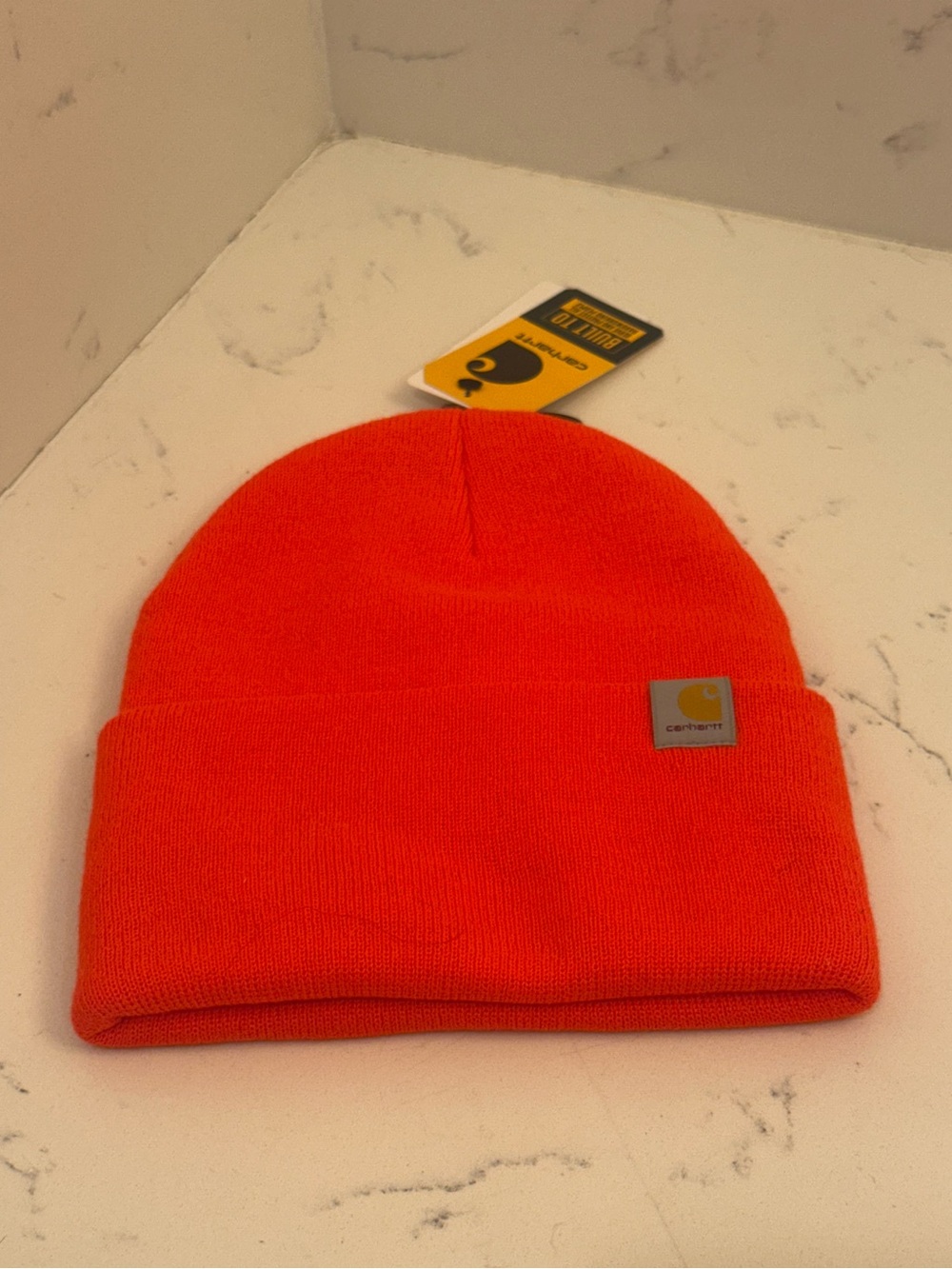NWT CARHARTT BLUE COLLAR MENS HI-VIS NEON ORANGE KNIT CUFFED BEANIE